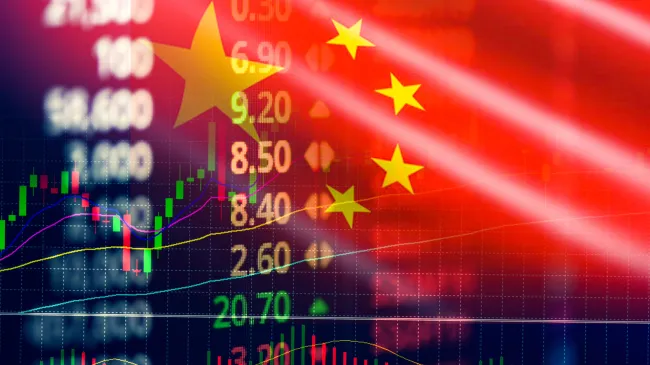 china flag and graph